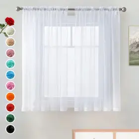 Spacedresser 748521867251 Basic Rod Pocket Sheer Voile Window Curtain Liners White 2 Panel