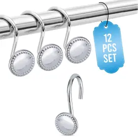 12chrspl Splash Home 055604824378 Premium Rust-proof Chrome Shower Curtain Hooks Heavy-duty Metal