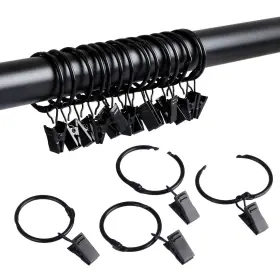 Splf 696177393634 36 Pack Metal Openable Curtain Rings With Clips 1.22 Inch Interior Diameter