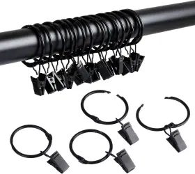 8541874811 Splf 36 Pack Metal Openable Curtain Rings With Clips 1.22 Inch Interior Diameter
