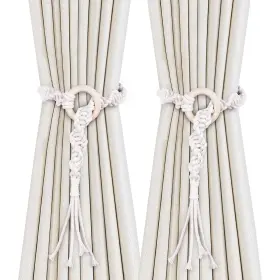 Srg 763055444501 Handmade Boho Curtain Tiebacks Hand Knitting Cotton Holdbacks With Ad