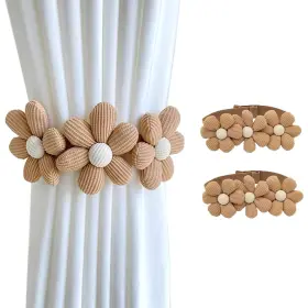 Tiebacks-2 Srg Three02 Sunflower Curtain Pack Holdbacks With Three Flower Cur