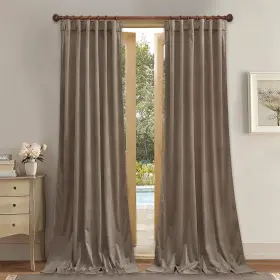 Shuscbr5sd2-52120c07 Stangh 120 Inches Curtains Velvet - Taupe Room Darkening Bedroom Ext