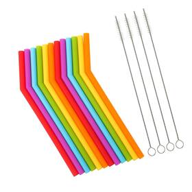Strendier Ss-k-12 Reusable Silicone Straws For Toddlers And Kids - 12 Pcs Flexible Short Drink 6
