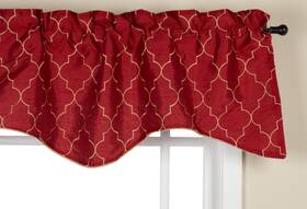 Stylemaster Fps-95534 Hudson Embroidered Lined Scalloped Valance With Cording Crimson