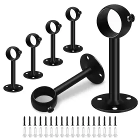 Ccrb-6 Suimlmta Ceiling Curtain Rod Brackets 1 Inch Heavy Duty Rods Holder Black 6