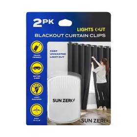 Sun Zero 029927628005 Lights Out Blackout Curtain Clips Set Of 2