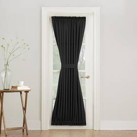 Sun Zero 47405 Barrow Energy Efficient Rod Pocket Door Curtain Panel 54 Inch X 72 Bl