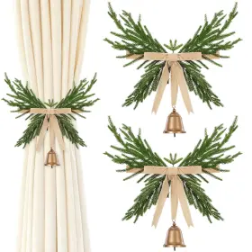 Lic-suncalla-4280 Suncalla 2 Pcs Christmas Wreath Curtain Tieback Buckle With Velvet Ribbon Bow And Bell