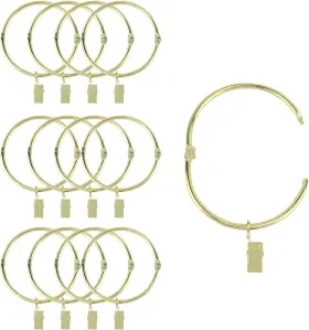 Suneration 313045648619 12 Pack Openable Curtain Rings With Clips Metal Hangers Ring 3 Inch Interior Dia