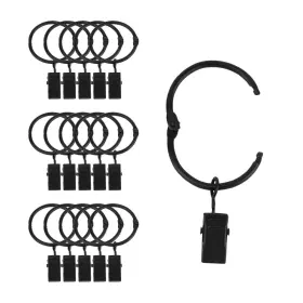 Suneration 750081192308 50 Pack Openable Curtain Rings With Clips Metal Hangers Ring 1.22 Inch Interi