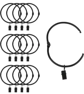 Sen12blk Suneration 12 Pack Openable Black Metal Curtain Eyelet Rings 3 Inches