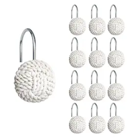 Sunlit 895254701294 Boho Knots Shower Curtain Hooks Home Decorative White
