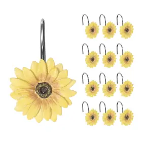 Sch617 Sunlit Yellow Sunflower Shower Curtain Hooks Home Decorative