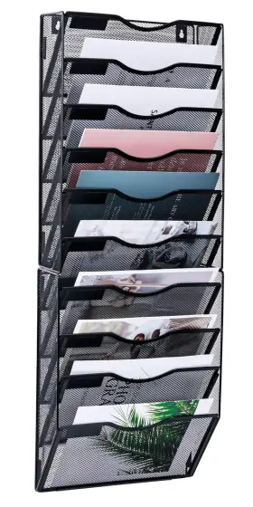 0330a-bl Superbpag Wall File Holder 10 Pockets Hanging Organizer Mounted Mail Paper