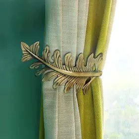Suq I Ome 011716009036 1 Pair European Antique Brass Leaf Curtain Tiebacks Holdbacks Decorat