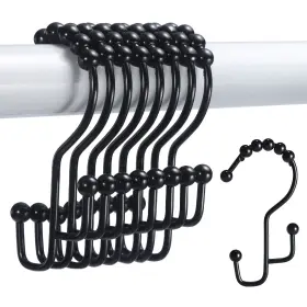 Gdg001 Sutine Shower Curtain Hooks 12 Pcs Double Rings Black