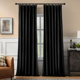 Sw-wc01-40-84gr Swandream Pinch Pleated 100% Blackout Curtains For Bedroom Black Velvet L