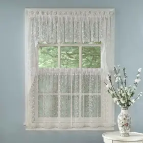 Sweet Home Collection 633190853301 Priscilla Bridal Pretty Lace Window White 24 Inch Tier And Valan