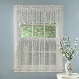 Sweet Home Collection 642049066151 Elegant White Priscilla Lace Kitchen Curtain Pieces - Tiers/ Swag Pair 38