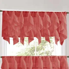 Sweet Home Collection 670221028925 Burgundy Vertical Ruffled Waterfall Valance