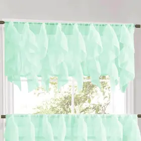 Sweet Home Collection 670221028963 Mint Vertical Ruffled Waterfall Valance