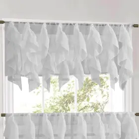 Sweet Home Collection 670221028970 Silver Vertical Ruffled Waterfall Valance
