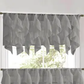 Sweet Home Collection 670221028987 Grey Vertical Ruffled Waterfall Valance