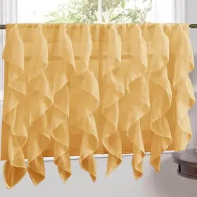 Sweet Home Collection 670221029021 Camel Vertical Ruffled Waterfall 24 Inch Tier Pair