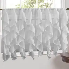 Sweet Home Collection 670221029045 Silver Vertical Ruffled Waterfall 24 Inch Tier Pair