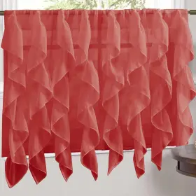 Sweet Home Collection 670221029069 Burgundy Vertical Ruffled Waterfall 36 Inch Tier Pair