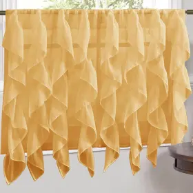 Sweet Home Collection 670221029090 Camel Vertical Ruffled Waterfall 36 Inch Tier Pair