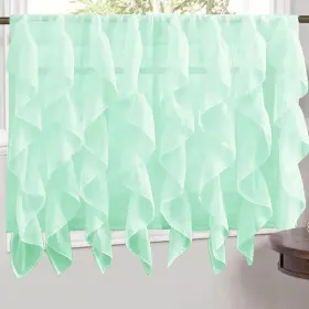 Sweet Home Collection 670221029106 Mint Vertical Ruffled Waterfall 36 Inch Tier Pair