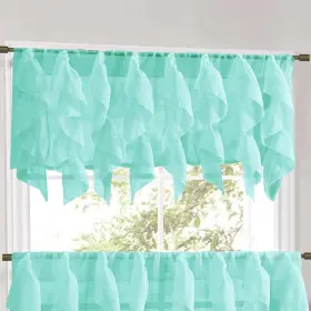 Sweet Home Collection 670221033448 Sea Vertical Ruffled Waterfall Valance