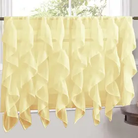 Sweet Home Collection 670221033486 Maize Vertical Ruffled Waterfall 24 Inch Tier Pair