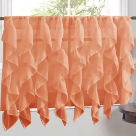 Sweet Home Collection 670221033493 Spice Vertical Ruffled Waterfall 24 Inch Tier Pair
