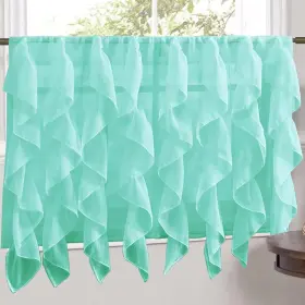Sweet Home Collection 670221033509 Sea Vertical Ruffled Waterfall Valance 24 Inch Tier Pair