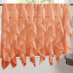 Sweet Home Collection 670221033554 Spice Vertical Ruffled Waterfall 36 Inch Tier Pair