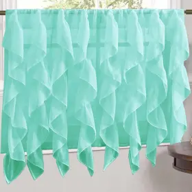 Sweet Home Collection 670221033561 Sea Vertical Ruffled Waterfall Valance 36 Inch Tier Pair