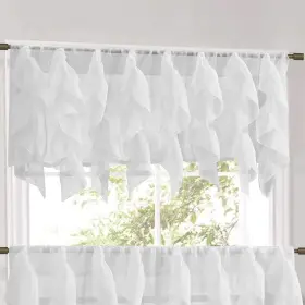 Sweet Home Collection 842491114602 Veritcal Kitchen Curtain Sheer Cascading Ruffle Waterfa