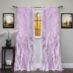 Sweet Home Collection 842491134440 2 Pack Window Panel Sheer Voile Vertical Ruffled Waterf