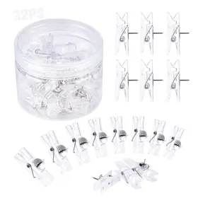 Syipo 718667395321 32 Pieces Reusable Push Pin Clips Photo Mini Transparent Plastic Tacks
