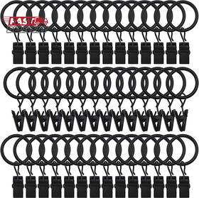 T-juan Mm 313115554536 44-pack Black Metal Curtain Rings With Clips 1 Inch