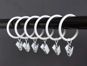 T-juan Mm 611801812947 1.25 Inch Inches Smooth Metal Curtain Rings With Clips White 2