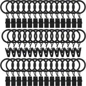 T-juan Mm 614993878517 44pack Black Metal Curtain Rings With Clips 1 Inch Blac