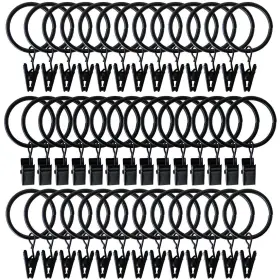 T-juan Mm 614993878692 40 Pack Black Matte Metal Curtain Rings With Clips 1.25 Inch