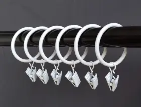 T-juan Mm 762360257646 1.5 Inch Inches Smooth Metal Curtain Rings With Clips 40 White