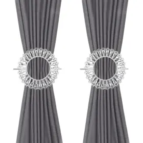 Add03564 T Tulead Silver Curtain Tie Backs Drapery Brooch Holdbacks Round Bling Diamond Decorative