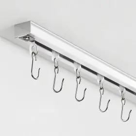 Zhg-bai-3 Teakmama Ceiling Curtain Track With Roller Hooks 6ft - 9ft White
