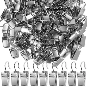 Cy002 Teenitor 100 Pcs Small Curtain Hooks Clips Bag Stainless Steel